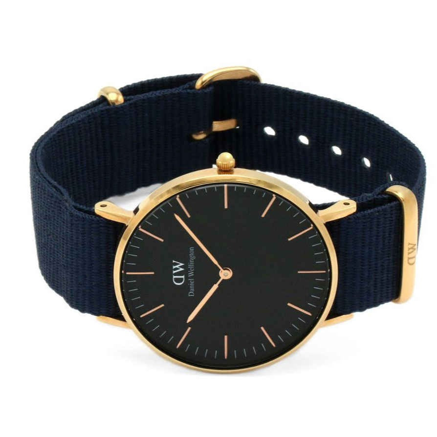 Daniel Wellington Classic Bayswater Black Dial Black NATO Strap Watch For Women - DW00100281