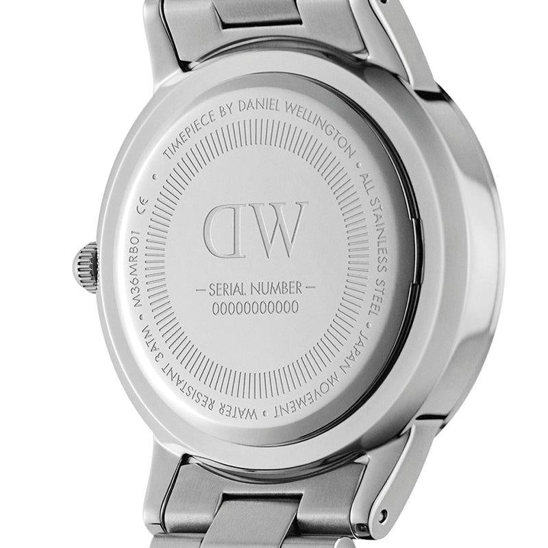 Daniel Wellington Iconic Link Black Dial Silver Steel Strap Watch For Women - DW00100342