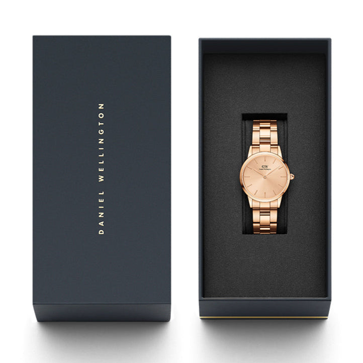 Daniel Wellington Iconic Link Unitone Rose Gold Dial Rose Gold Steel Strap Watch For Women - DW00100401