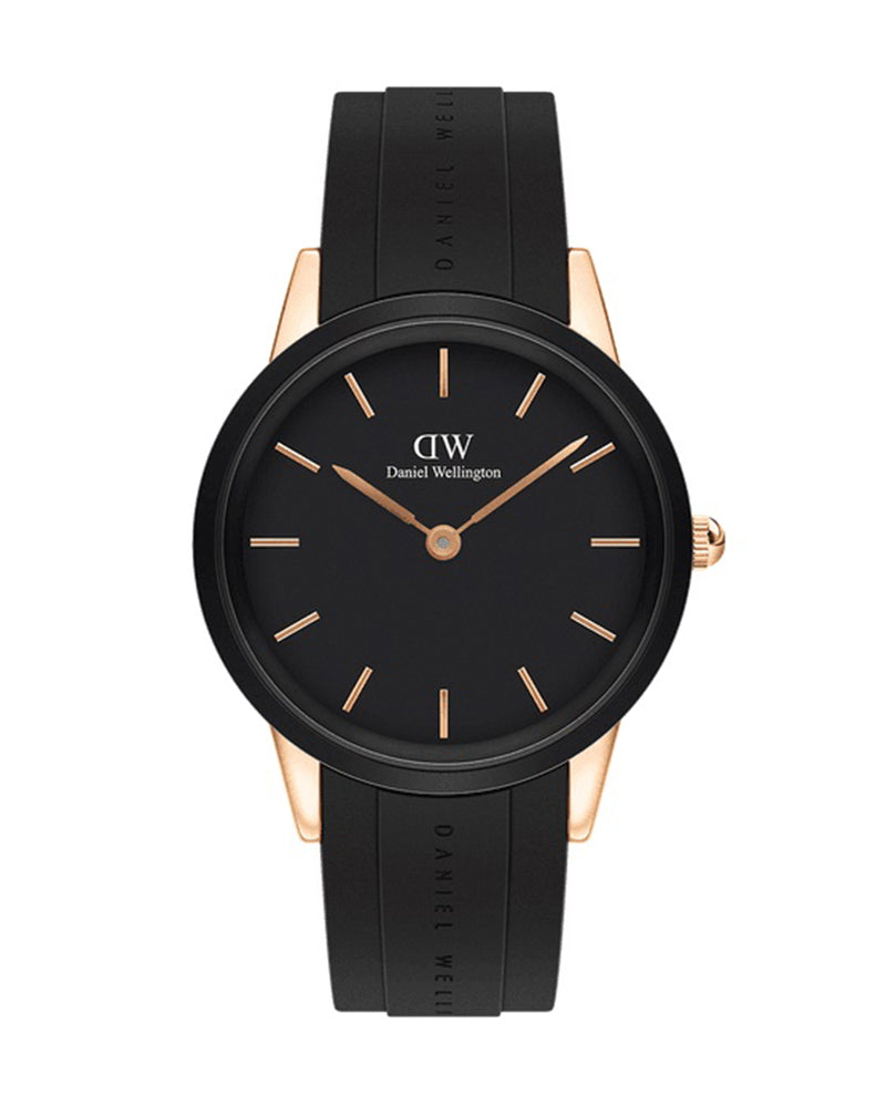 Daniel Wellington Iconic Motion Black Dial Black Rubber Strap Watch For Men - DW00100425