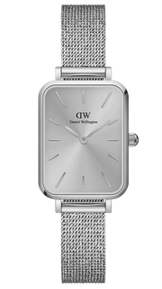 Daniel Wellington Quadro Unitone Silver Dial Silver Mesh Strap Watch For Women - DW00100486