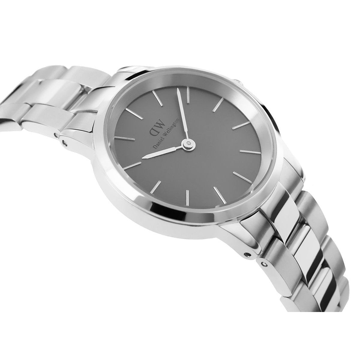 Daniel Wellington Link Grey Dial Silver Steel Strap Watch For Men - DW00100328