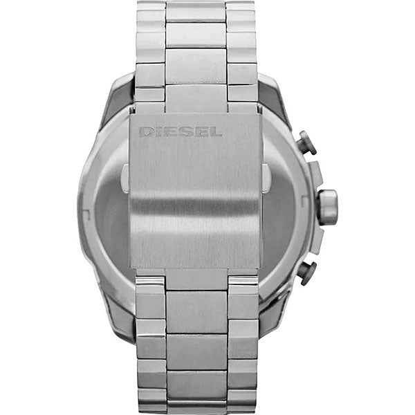Diesel Mega Chief Chronograph Blue Dial Silver Steel Strap Watch For Men - DZ4417