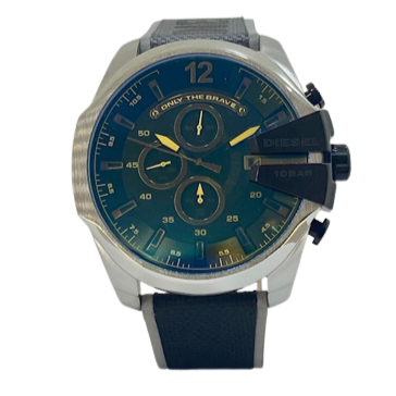 Diesel Mega Chief Chronograph Black Dial Grey Nylon Strap Watch For Men - DZ4523