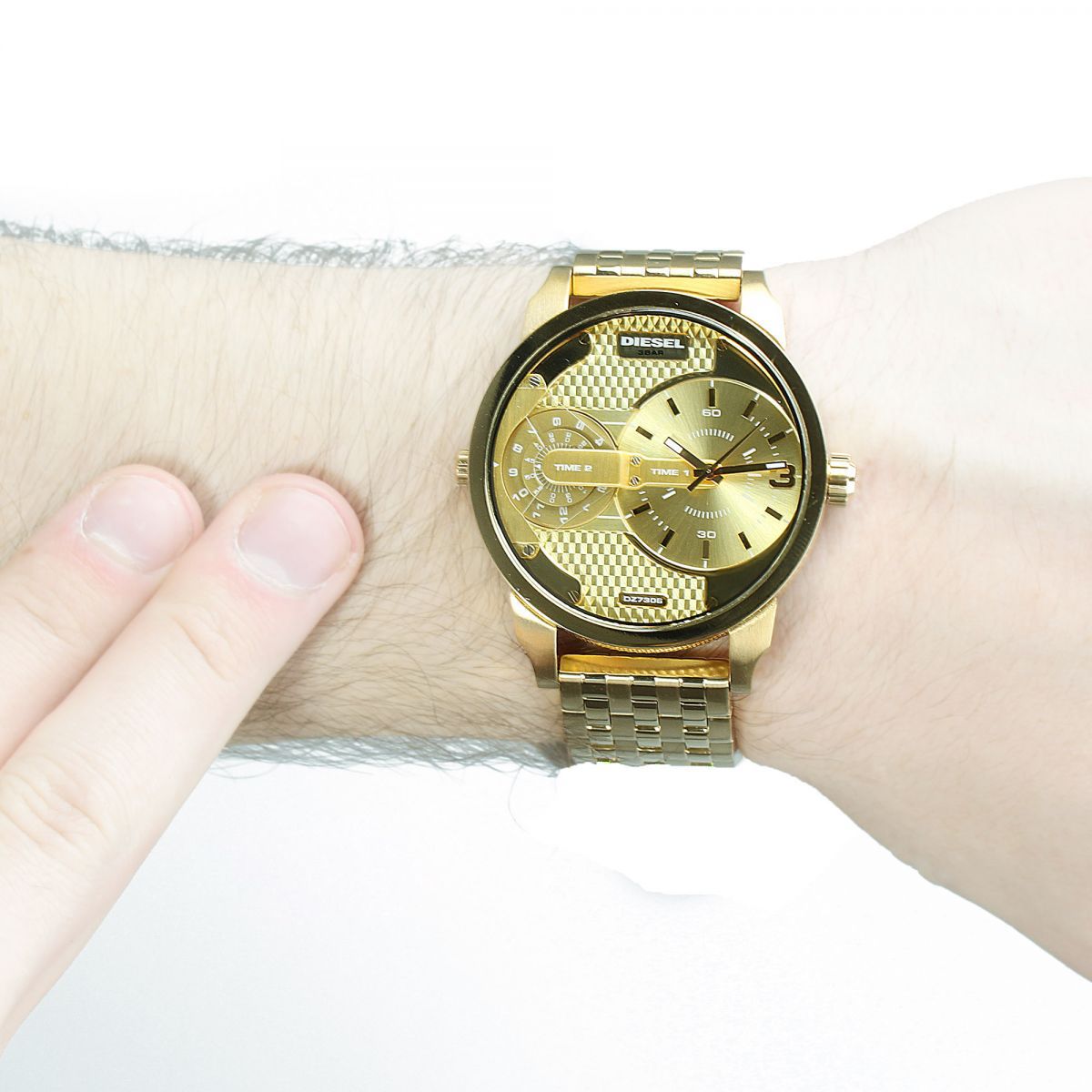 Diesel Mini Daddy Gold Dial Gold Steel Strap Watch For Men - DZ7306