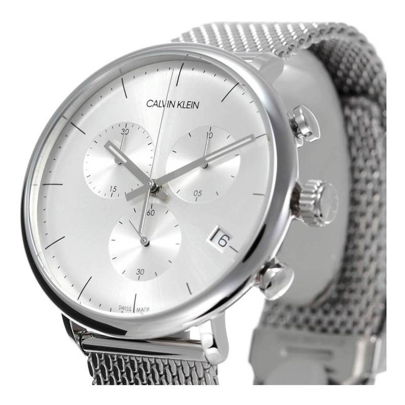 Calvin Klein High Noon Silver Dial Silver Mesh Bracelet Watch for Men - K8M27126