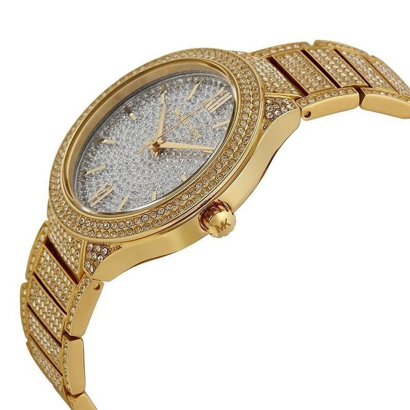 Michael Kors Kerry Crystals Gold Dial Gold Steel Strap Watch For Women - MK3360