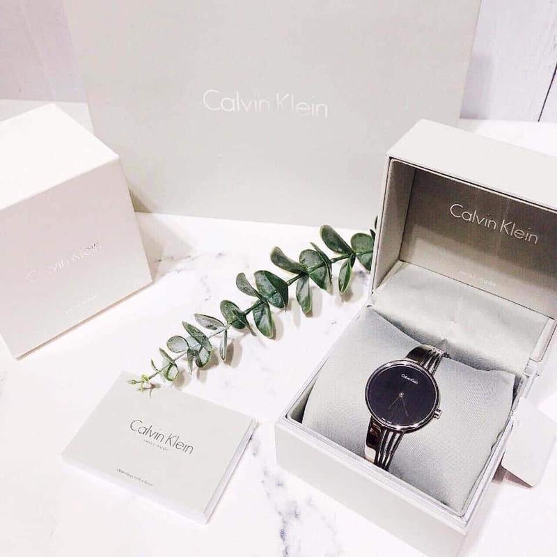 Calvin Klein Drift Black Dial Silver Steel Strap Watch for Women - K6S2N111