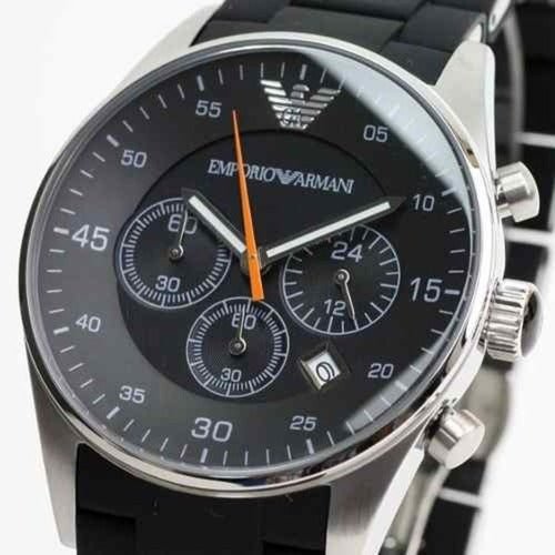 Emporio Armani Sportivo Chronograph Black Dial Black Strap Watch For Men - AR5858