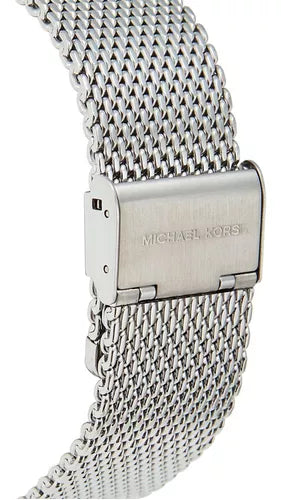 Michael Kors Slim Runway Analog Black Dial Silver Mesh Bracelet Watch For Men - MK8606