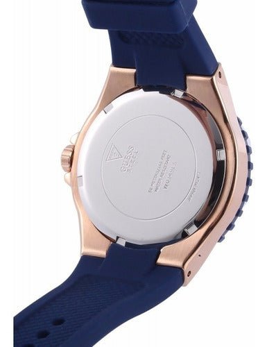 Guess Interpid White & Rose Gold Dial Blue Silicone Strap Watch For Women - W0325L8
