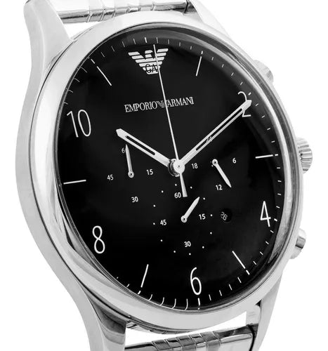 Emporio Armani Beta Chronograph Black Dial Steel Strap Watch For Men - AR1863
