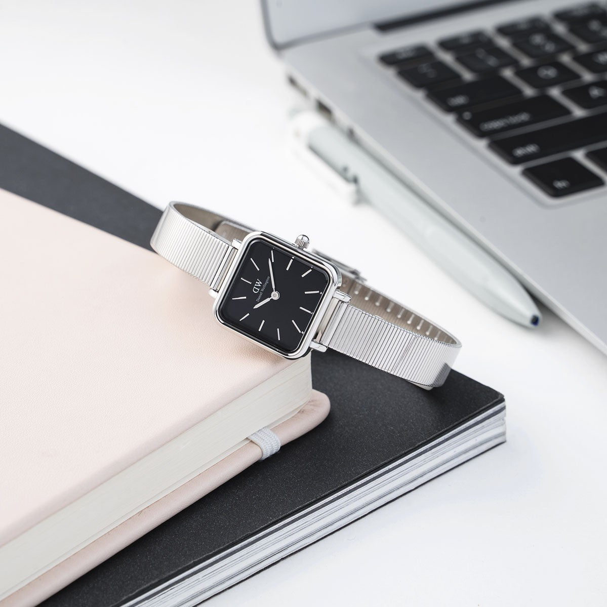 Daniel Wellington Quadro Studio Black Dial Silver Stailess Steel Watch For Women - DW00100522