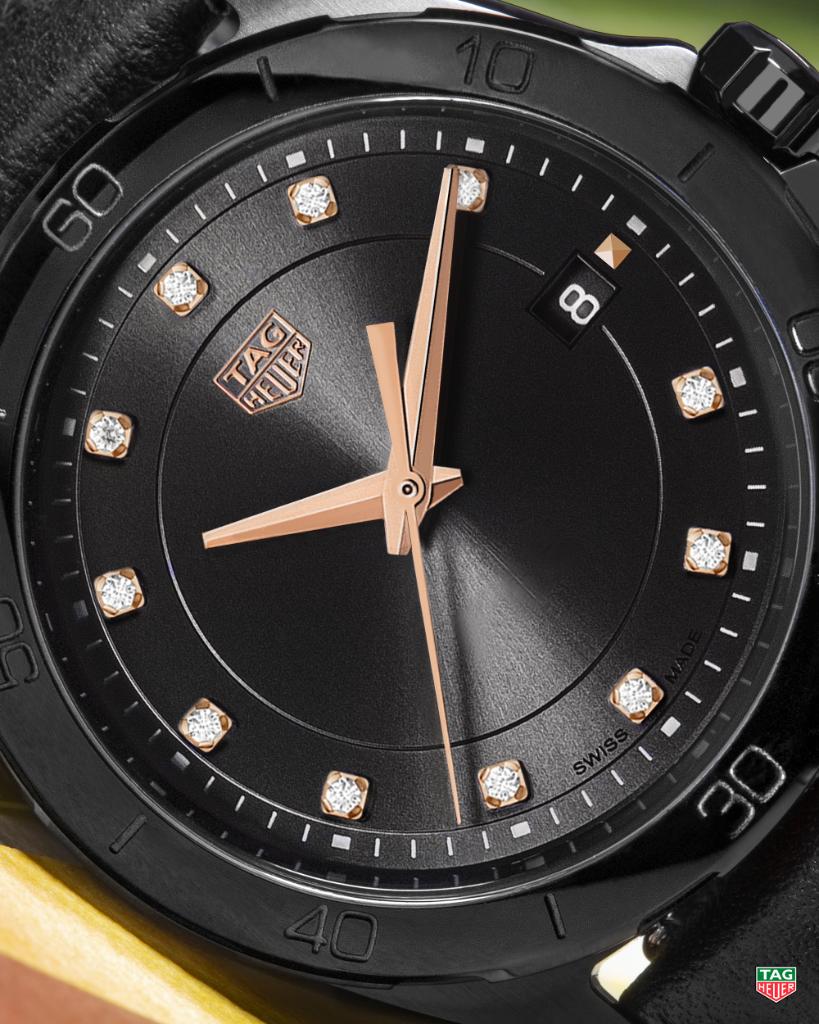 Tag Heuer Formula 1 Quartz Diamonds Black Dial Black Leather Strap Watch for Women - WBJ1317.FC8230