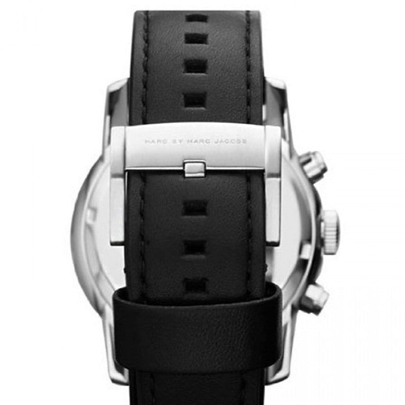 Marc Jacobs Larry Chronograph Black Dial Black Leather Strap Watch for Men - MBM5033