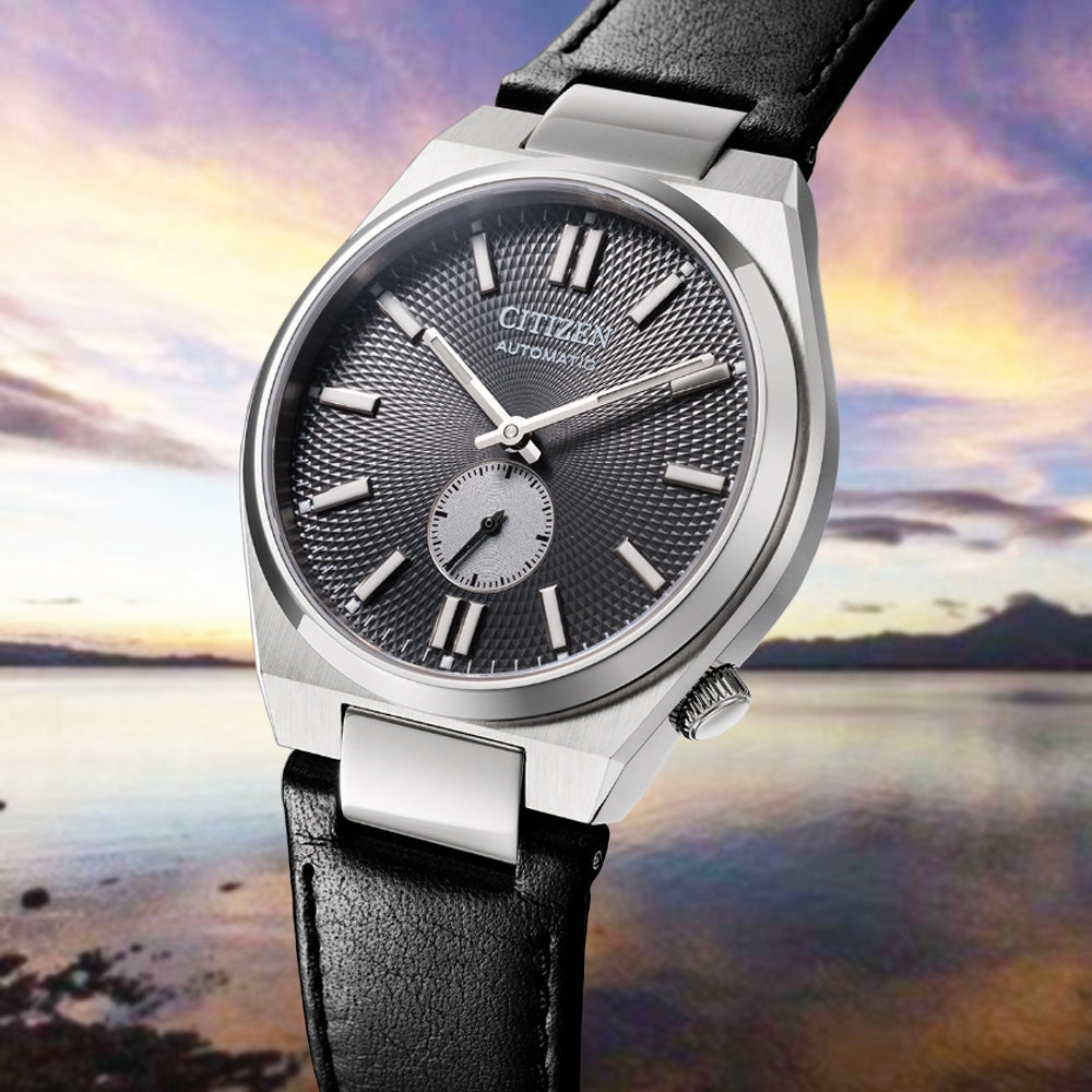 Citizen Tsuyosa Automatic Grey Dial Black Leather Strap Watch for Men - NK5010-01H