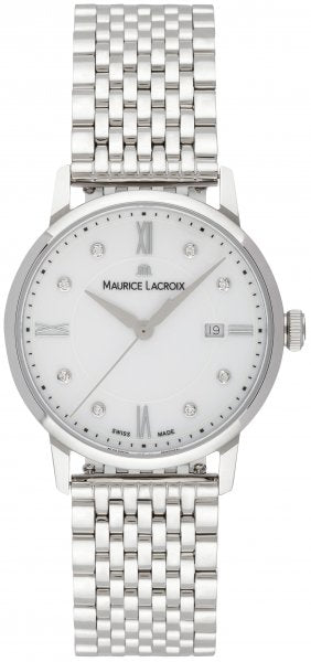 Maurice Lacroix Eliros Date White Dial Silver Steel Strap Watch for Women - EL1094-SS002-150-1