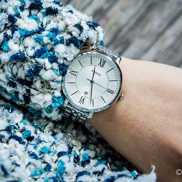 Fossil Jacqueline White Dial Silver Steel Strap Watch for Women - ES3433