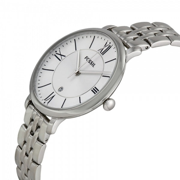 Fossil Jacqueline White Dial Silver Steel Strap Watch for Women - ES3433
