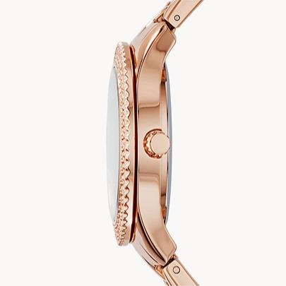 Fossil Stella Rose Gold Dial Rose Gold Steel Strap Watch for Women - ES3590