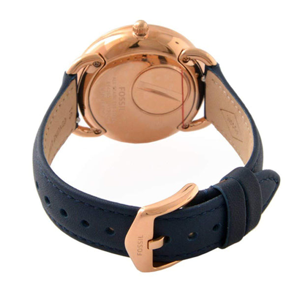Fossil Tailor White Dial Blue Leather Strap Watch for Women - ES4394