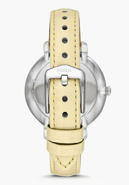 Fossil Jacqueline Three-Hand White Dial Yellow Leather Strap Watch for Women - ES4812