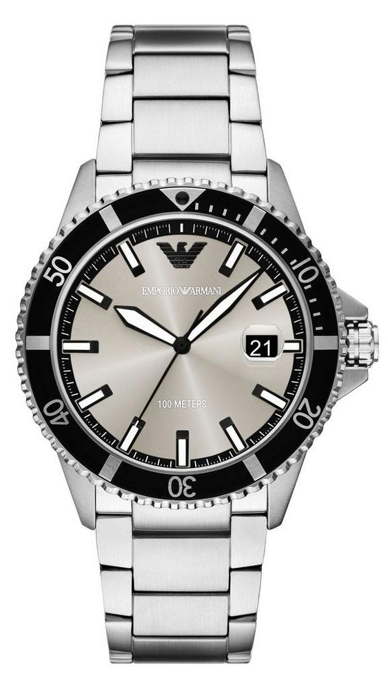Emporio Armani World Explorer Silver Dial Silver Steel Strap Watch for Men - AR11683