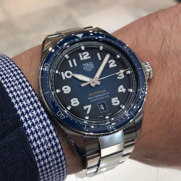 Tag Heuer Autavia Automatic Blue Dial Silver Steel Strap Watch for Men - WBE5116.EB0173