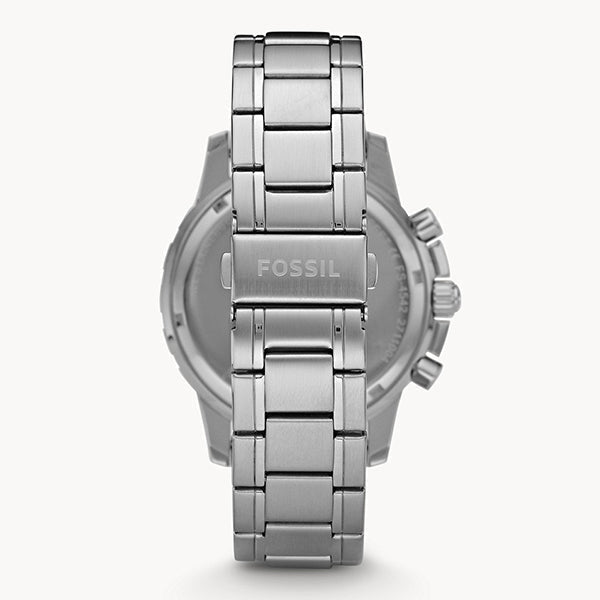 Fossil Dean Chronograph Black Dial Silver Steel Strap Watch for Men - FS4542