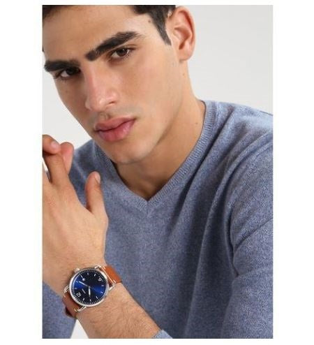 Fossil Commuter Blue Dial Blue Leather Strap Watch for Men - FS5325