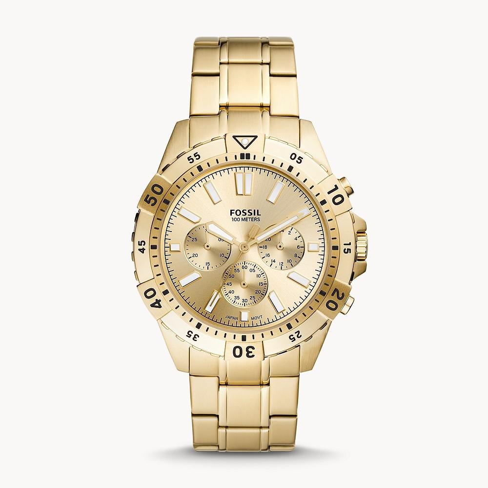 Fossil Garrett Chronograph Gold Dial Gold Steel Strap Watch for Men - FS5772