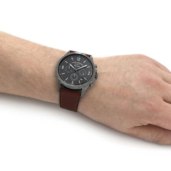 Fossil Forrester Chronograph Grey Dial Brown Leather Strap Watch for Men - FS5815