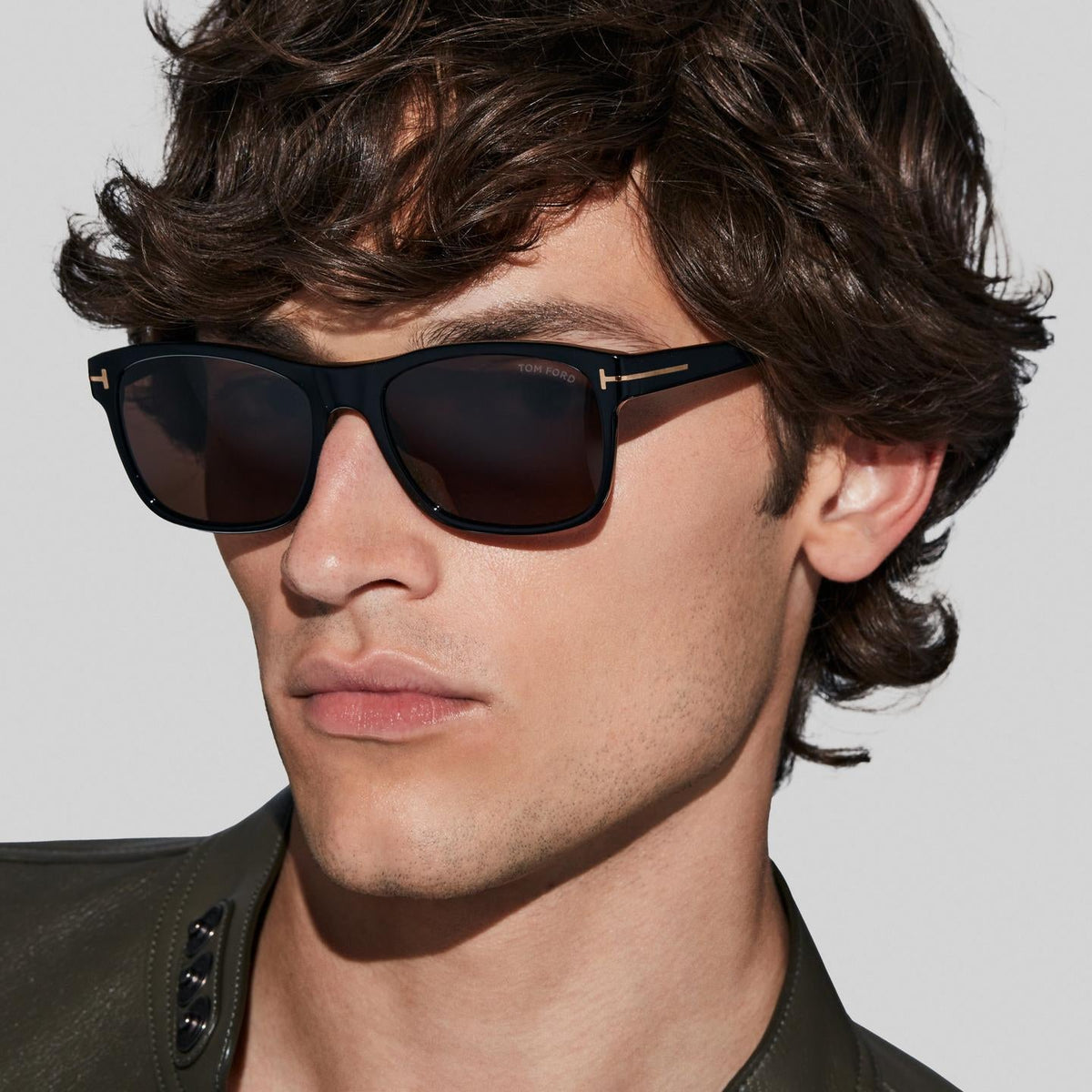Tom Ford Women Square Frame Coil Black Sunglasses