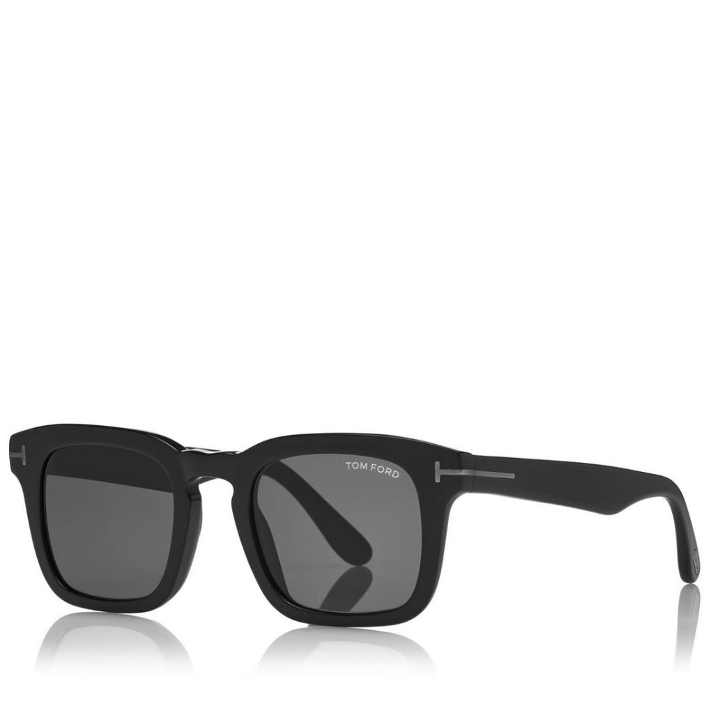 Tom Ford Women  Square Frame Shiny Matte Black Sunglasses