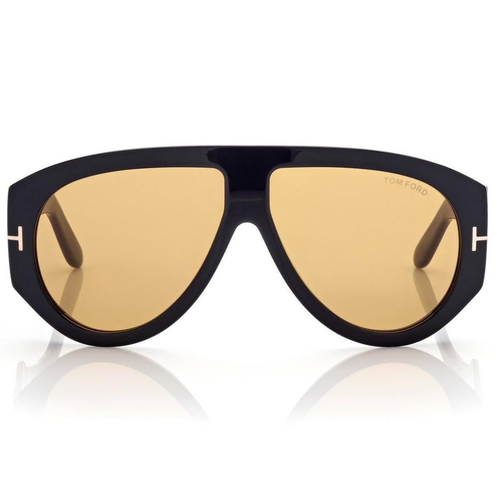 Tom Ford Men Pilot Frame Soft Shiny Black Bronson Sunglasses