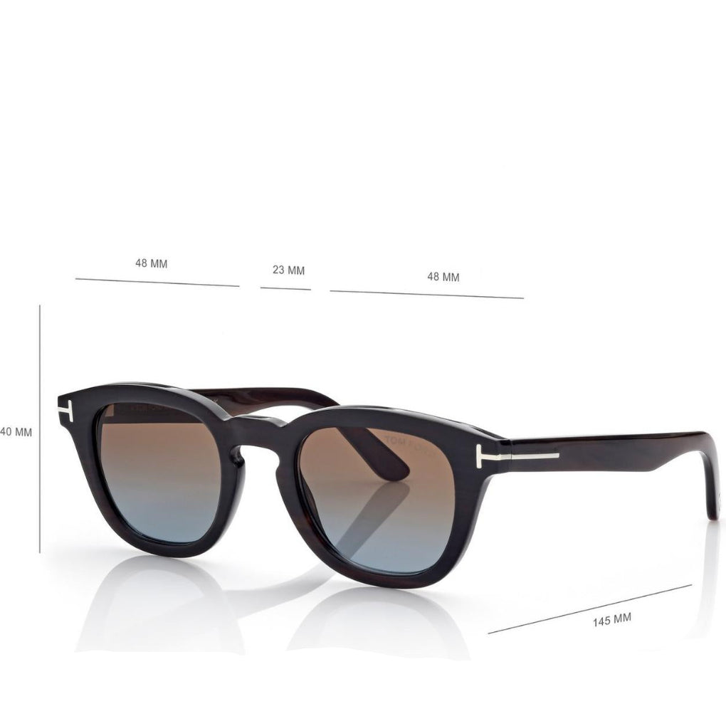 Tom Ford Women Round Sqaure Frame Brown Horn Sunglasses