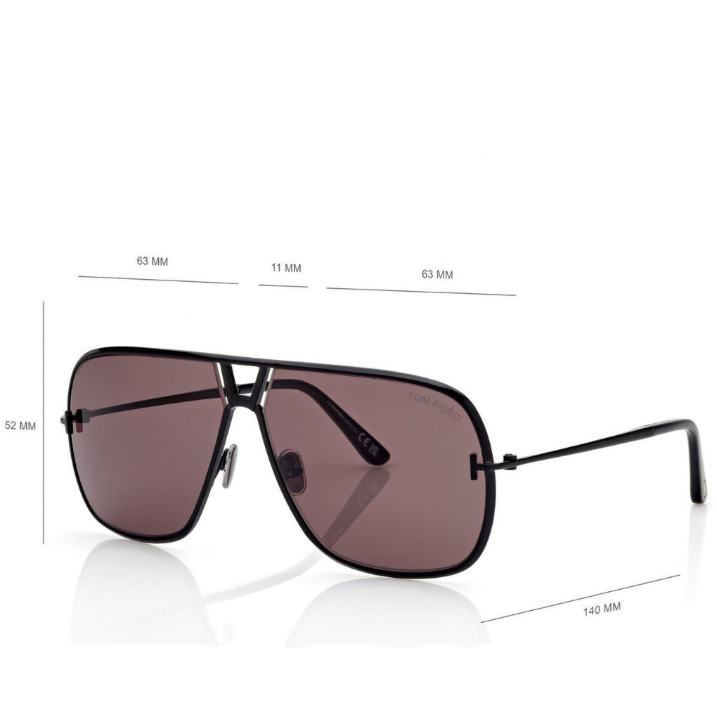 Tom Ford Men Pilot Frame Shiny Ink Black Stavross Sunglasses