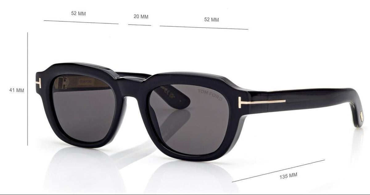 Tom Ford Men Square Frame Shiny Dusty Black Sunglasses