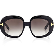 Tom Ford Women Round Frame Espresso Black Sunglasses