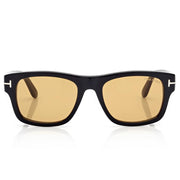 Tom Ford Men Round Square Frame Shiny Smoky Black Sunglasses
