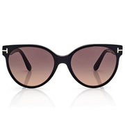 Tom Ford Women Round Frame Pitch Black Sunglasses