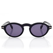 Tom Ford Men Oval Frame Shiny Matte Black Sunglasses