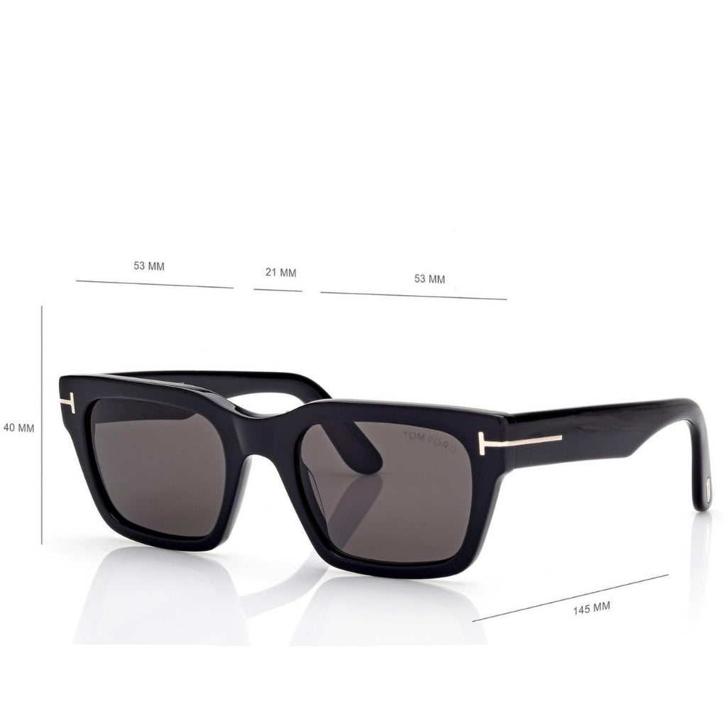 Tom Ford Women Sqaure Frame Shiny Deep Black Sunglasses