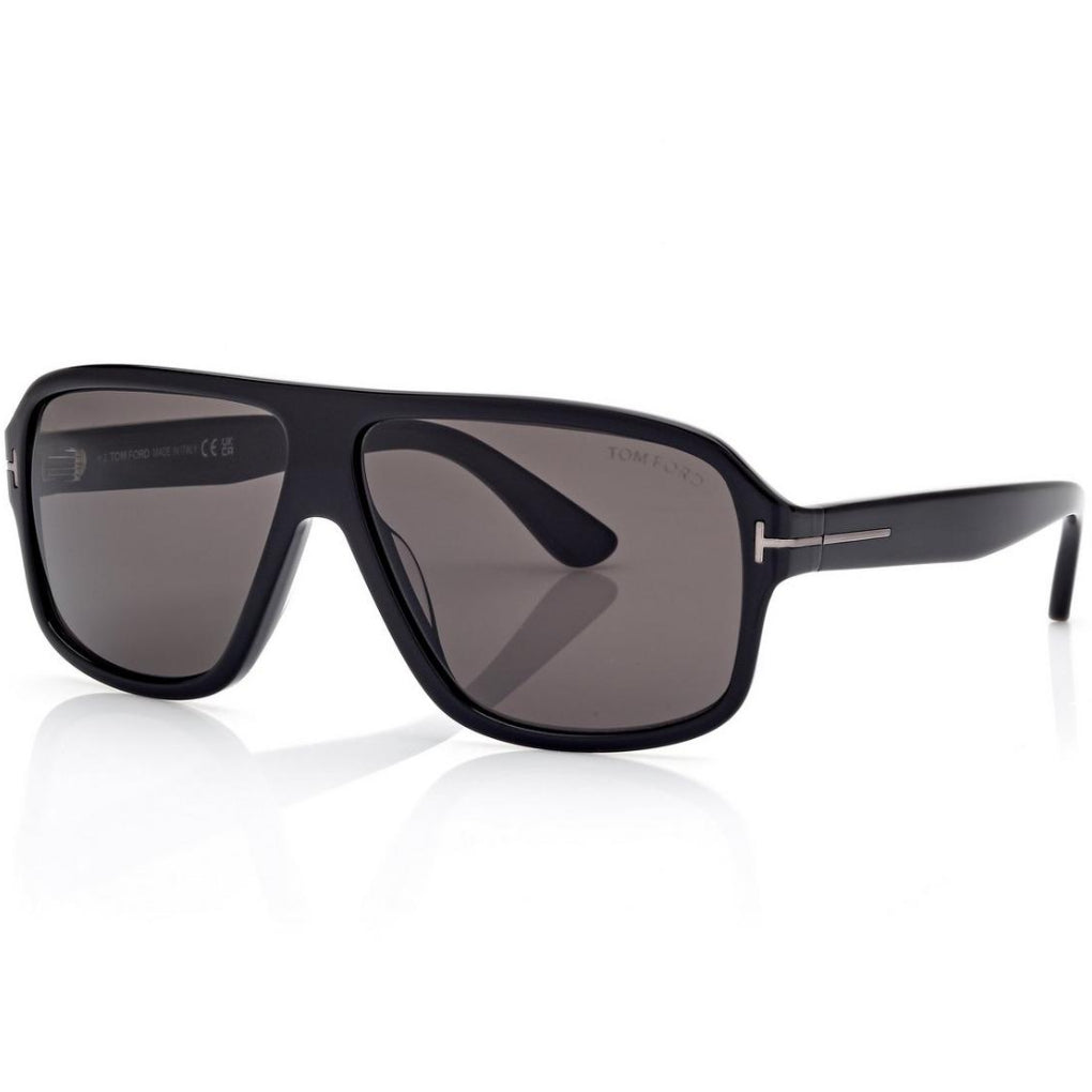 Tom Ford Men Pilot Frame Shiny Deep Black Sunglasses