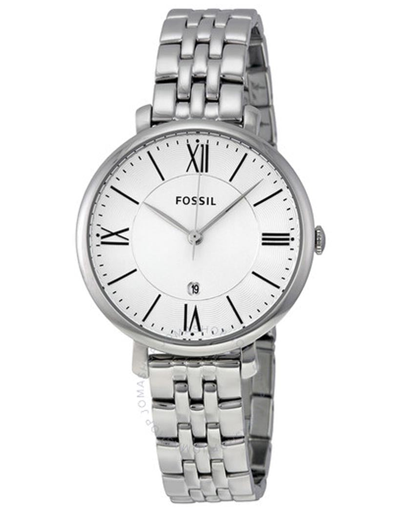 Fossil Jacqueline White Dial Silver Steel Strap Watch for Women - ES3433