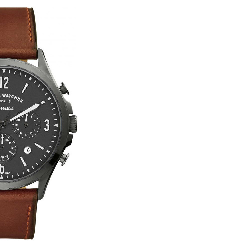 Fossil Forrester Chronograph Grey Dial Brown Leather Strap Watch for Men - FS5815