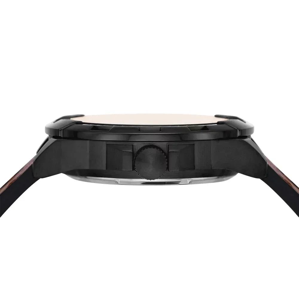Fossil Bronson Automatic Skeleton Black Dial Brown Leather Strap Watch for Men - ME3219