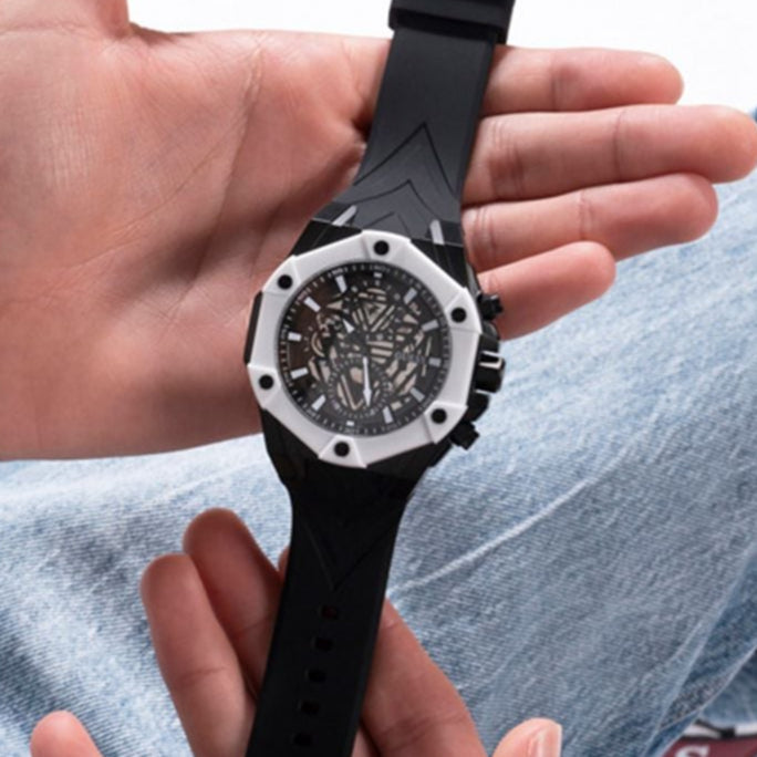Guess Formula Chronograph Black Dial Black Silicone Strap Watch For Men - GW0579G1