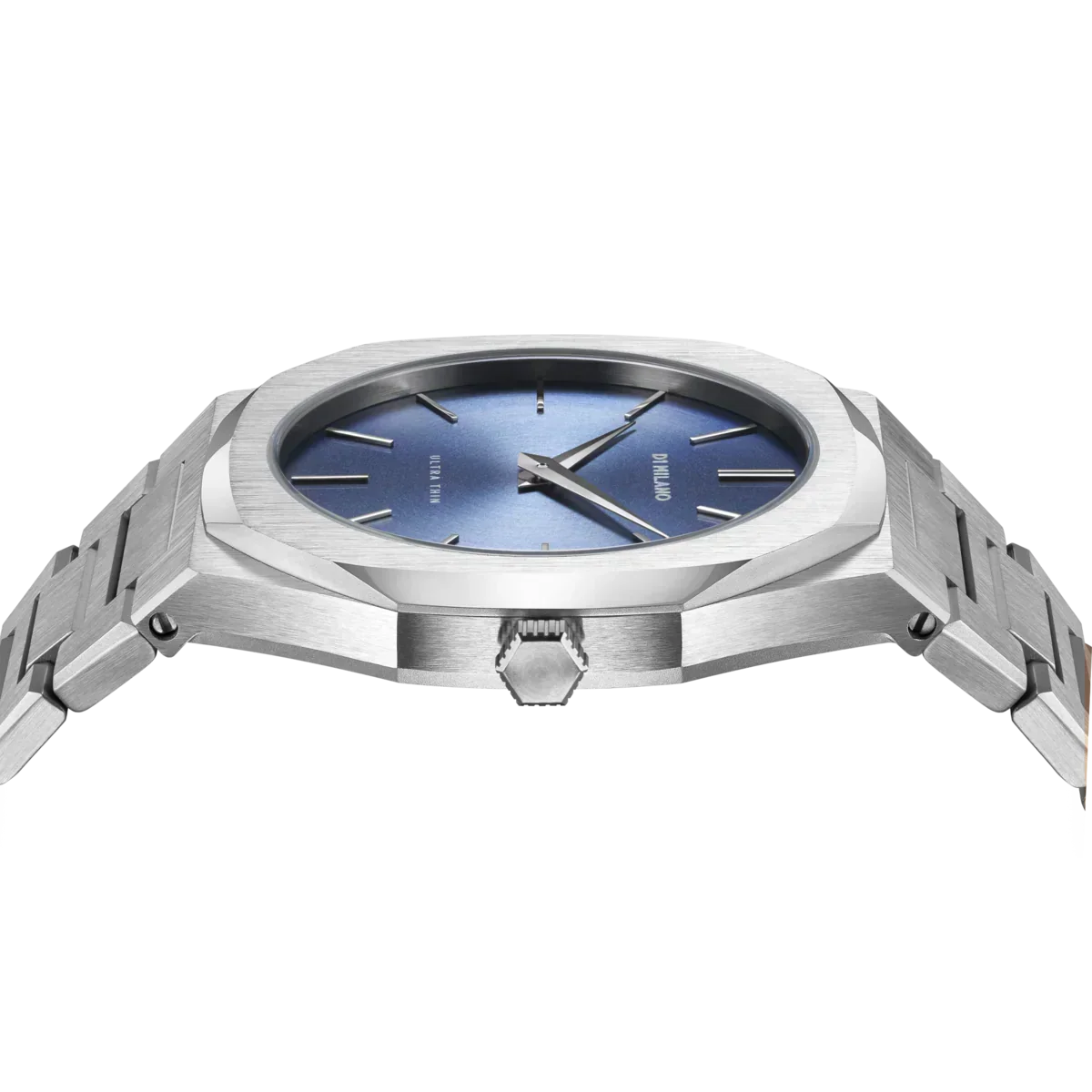 D1 Milano Ultra Thin Blue Dial Silver Steel Watch for Men - D1-UTBJ03