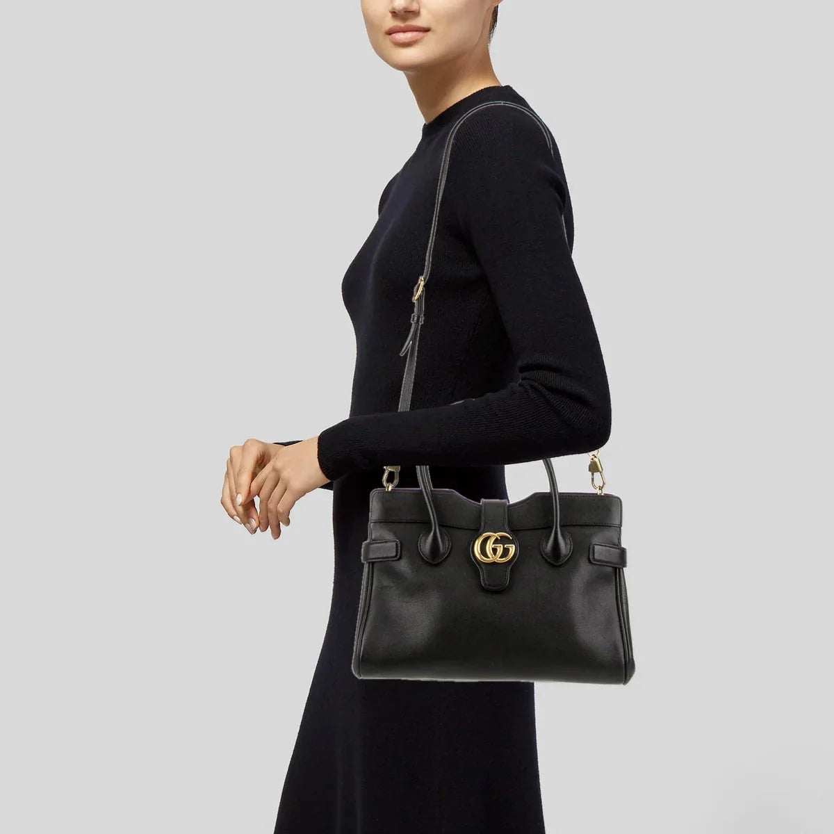 Gucci Small Top Handle Double GG Bag – Black